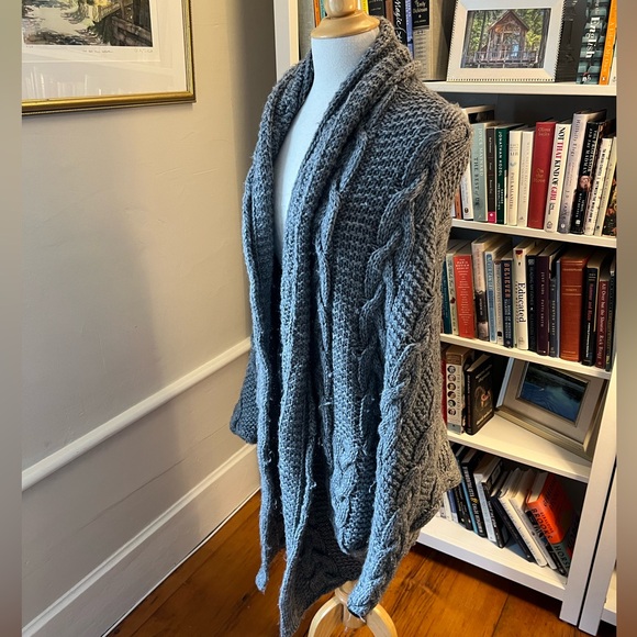 ROBI-AGNES alpaca oversized batwing cardigan leather trim - Picture 3 of 14